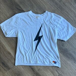 Aviator Nation White Tee with Black Lightning Bolt